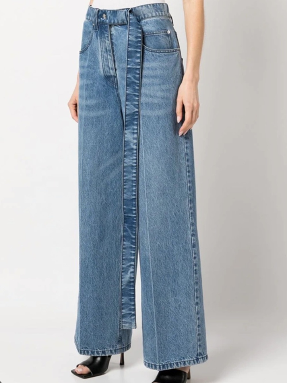 NWT Alexander Wang Raver High-rise Belted Wide Leg Jeans Sz 26 - Picture 2 of 15